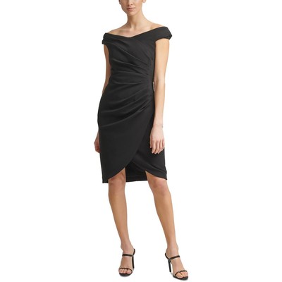 Женское черное трикотажное плиссированное коктейльное платье миди Calvin Klein 4 BHFO 1392