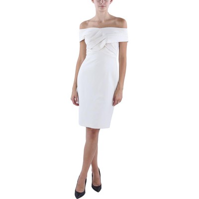 Женское коктейльное и вечернее платье с запахом из искусственной кожи цвета слоновой кости Lauren Ralph Lauren 0 BHFO 6634