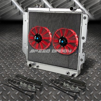 3-РЯДНЫЙ АЛЮМИНИЕВЫЙ РАДИАТОР + 2X9 ВЕНТИЛЯТОРОВ КРАСНОГО ЦВЕТА ДЛЯ 87-06 JEEP WRANGLER YJ/TJ 2.4-4.2