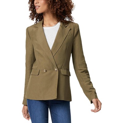 Женский офисный двубортный блейзер Paige Womens Dawson Green из льна M BHFO 5086