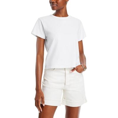 LESET Womens White Cotton Crewneck Tee T-Shirt Top S BHFO 8713