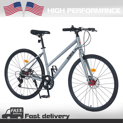 7 Speed Hybrid bike Disc Brake 700C Road Bike For men women'
