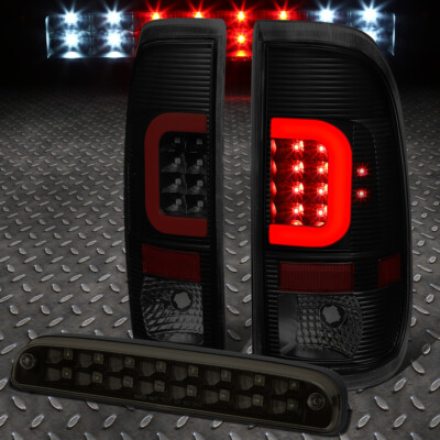 [СВЕТОДИОДНАЯ КРАСНАЯ С-ОБРАЗНАЯ ПЛАНКА] ДЛЯ FORD SUPER DUTY 2008-2016 ГОДОВ ВЫПУСКА, ТОНИРОВАННЫЙ ЗАДНИЙ ФОНАРЬ +ТРЕТИЙ СТОП-СИГНАЛ