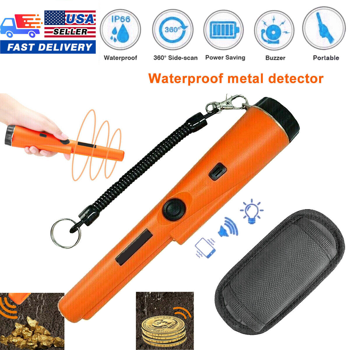Metal Detector HandHeld Probe Gold Digger Hunter Sensitive T