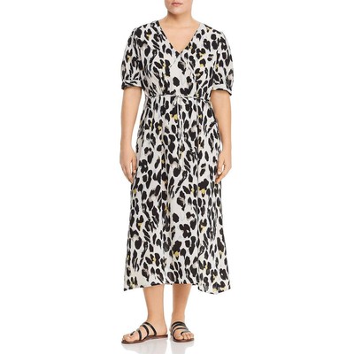 

Женское коктейльное и праздничное платье цвета слоновой кости с поясом Lost Ink Plus  BHFO 8499, Ivory multi