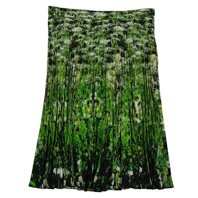 Pre-owned Burberry Ladies Rersby Crepe De Sins Meadow Print Pleated Skirt In Multicolor