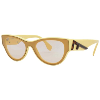 Pre-owned Fendi Shiny Light Brown Shield Ladies Sunglasses Fe40135i 39e 140 Fe40135i 39e In Multi