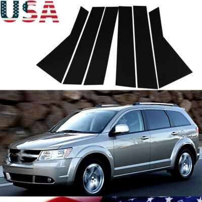 6Pc Pillar Posts for 2009-2020 Dodge Journey Window Door Cover Trim Glossy Black