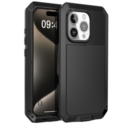 For iPhone 15 11 12 13 14 Pro Max Metal Case Heavy Duty Shockproof Tough Cover