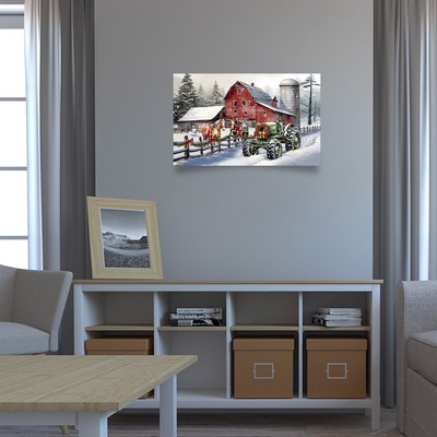 Briarwood Lane Farm Christmas Large LED Canvas Art