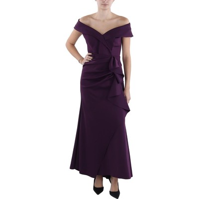 Xscape Womens Purple Off-The-Shoulder Evening Dress Gown Petites 4P BHFO 8576