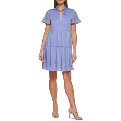 

Женское синее многоярусное короткое повседневное мини-платье DKNY  BHFO 6463, Джинса