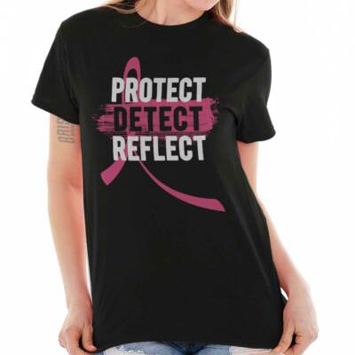 Early Detection Breast Cancer Awareness Gift Womens Graphic Crewneck T Shirt Tee