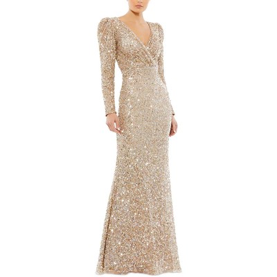 Женское длинное вечернее платье Mac Duggal, расшитое блестками, BHFO 2979