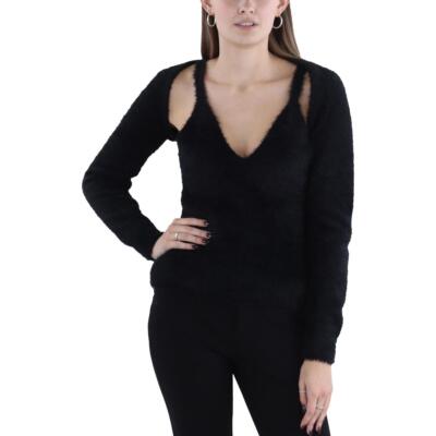 BCBGMAXAZRIA Женский комплект свитера-майки в рубчик с ресницами BHFO 7553