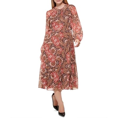 Женское коричневое расклешенное платье с узором Пейсли Tommy Hilfiger Plus 14W BHFO 5677
