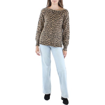 

Jessica Simpson Женская коричневая вязаная рубашка-пуловер с принтом  BHFO 3311, Leopard