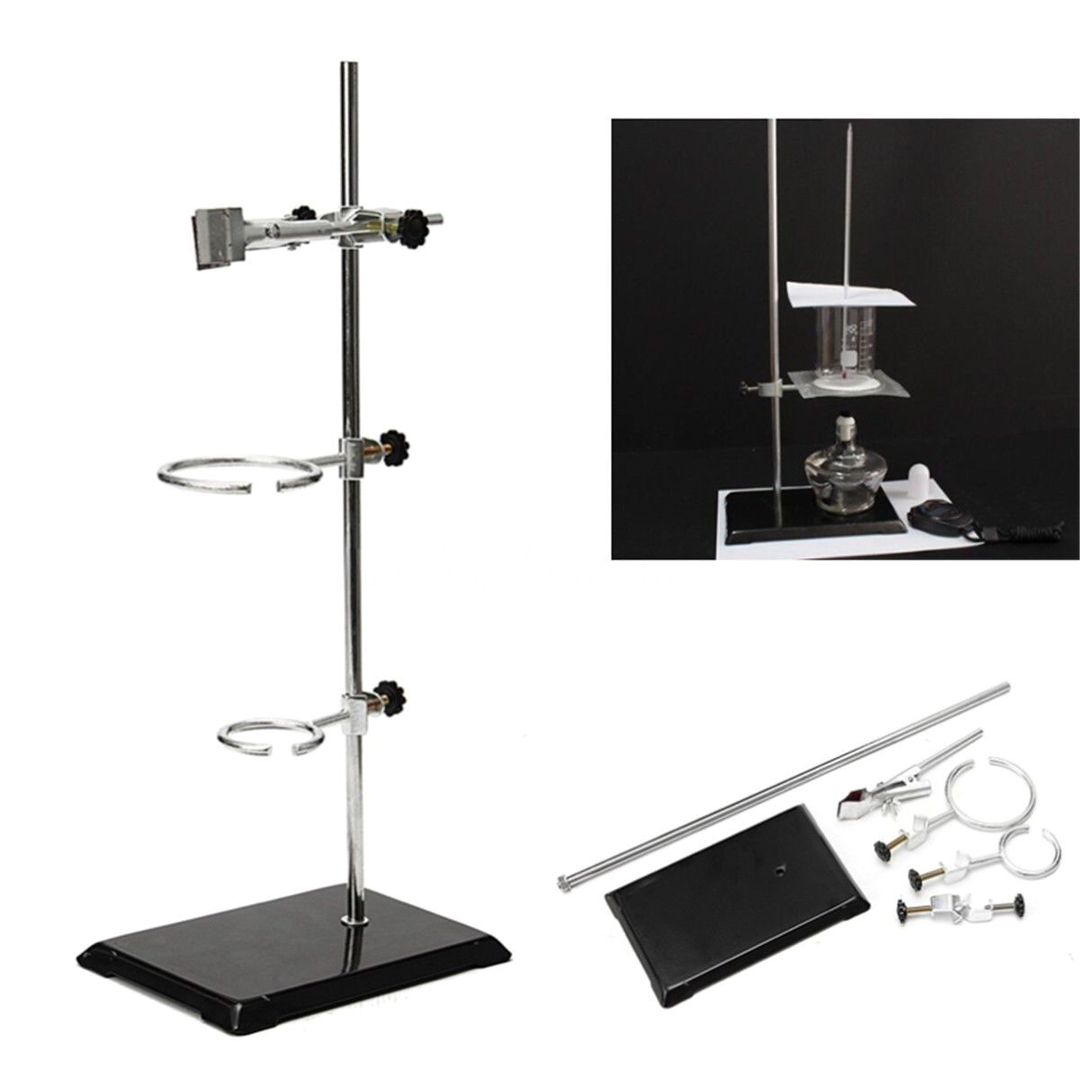 Lab Retort Stands Chemistry Lab Flask Support 2 Ring Platform Stands