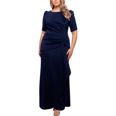 Женское формальное вечернее платье Xscape Womens Blue Scuba в сборку с аквалангом Plus 18W BHFO 0423