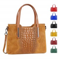DAMEN LEDER TASCHE KROKO Shopper Wildleder Schultertasche Umhängetasche FREIZEIT