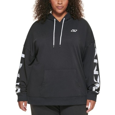 

Женская удобная и уютная толстовка с капюшоном DKNY Sport черного цвета с логотипом, одежда для отдыха плюс  BHFO 8980, Черный