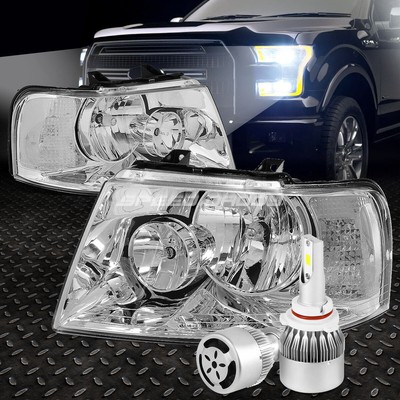 ХРОМИРОВАННЫЙ КОРПУС ФАРЫ + ПРОЗРАЧНЫЙ УГОЛОК + БЕЛЫЙ СВЕТОДИОД 9006 HID + ВЕНТИЛЯТОР ДЛЯ 03-06 FORD U222