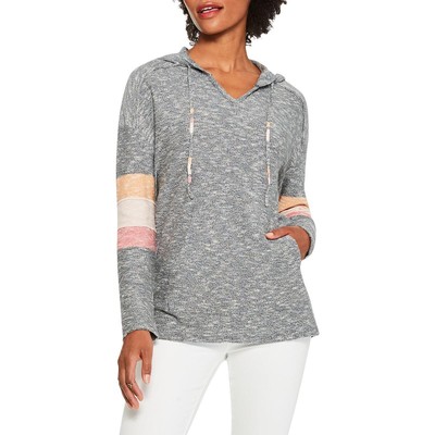 

Женский синий вязаный свитер с капюшоном Nic + Zoe Weekend Escape  BHFO 1836, Blue multi