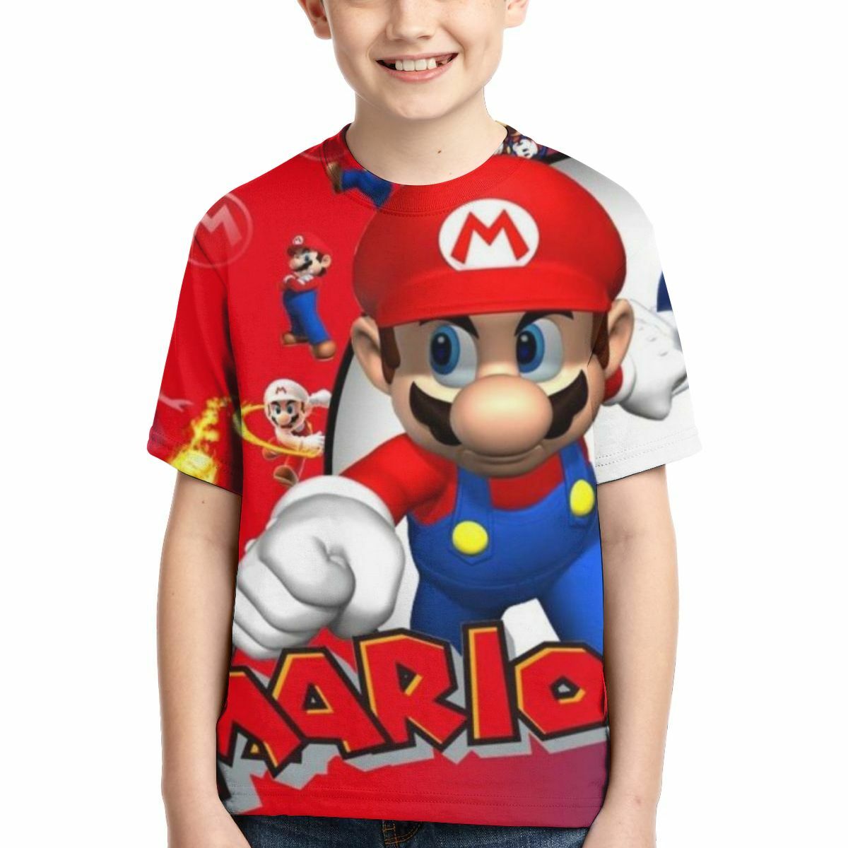 Super Mario Bros Mario Luigi Print Kids Boys T Shirt Cartoon Crew