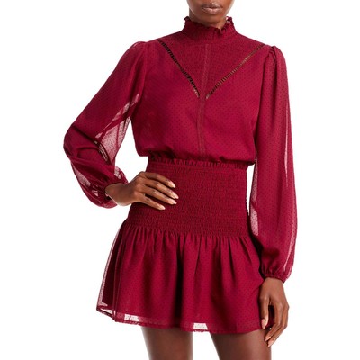 

Aqua Womens Prairie Purple Присборенная рубашка с воротником под горло  BHFO 7340, Burgundy/rust