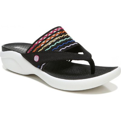 Bzees Womens Cabana Black Slip On Flip-Flops Shoes 6.5 Medium (B,M) BHFO 5870