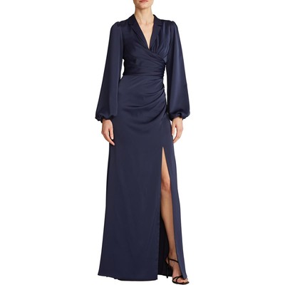 

Женское вечернее платье макси с рукавами епископа Theia BHFO 3607, French navy
