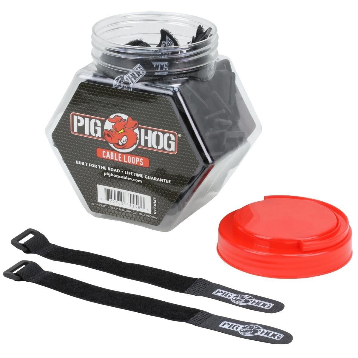 Pig Hog PHCLFB 50 Pieces Deluxe Cable Wrap Included in 1 Fishbowl 7.5 inch