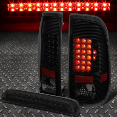 ДЛЯ 99-07 FORD SUPER DUTY ПАРА ПОЛНОСТЬЮ СВЕТОДИОДНЫХ ЗАДНИХ ФОНАРЕЙ + ТРЕТИЙ СТОП-СИГНАЛ ЧЕРНЫЙ/ДЫМЧАТЫЙ