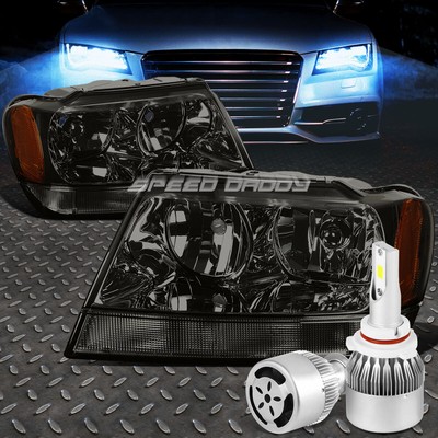 ЗАКОПЧЕННЫЙ УГОЛ ФАРЫ ЯНТАРНОГО ЦВЕТА + БЕЛЫЙ СВЕТОДИОД 9006 HID с ВЕНТИЛЯТОРОМ ДЛЯ 99-04 GRAND CHEROKEE