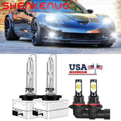 For 2005-2013 Corvette C6 LED HID Headlight Hi-Lo + Fog Light Bulbs Super White