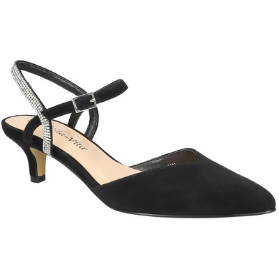 Bella Vita Womens Black Suede Slingback Heels Shoes 10 Medium (B,M) BHFO 3172
