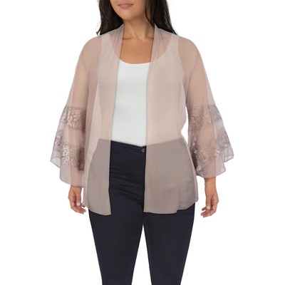 

R-M Richards Женское кимоно-кардиган с прозрачными рукавами и кружевной отделкой BHFO 3990