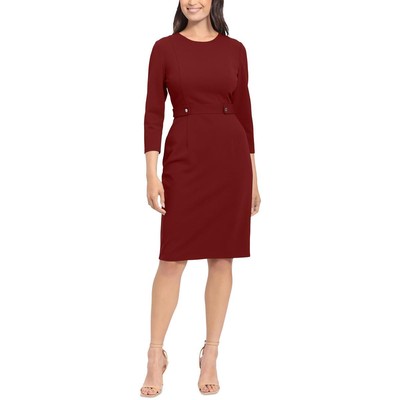 London Times Womens Red Solid  Wear To Work Dress Petites 14P BHFO 8171