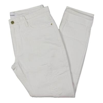 

Женские белые джинсы-бойфренды Frame Le Garcon со средней посадкой  BHFO 7058, Rumpled blanc rips