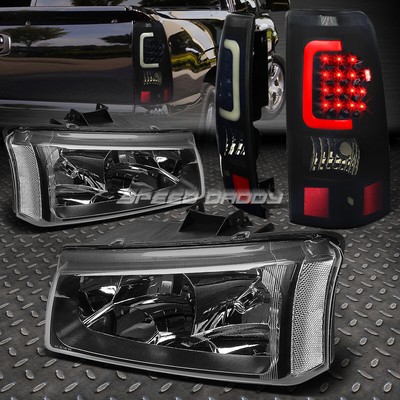 ЧЕРНЫЙ + ПРОЗРАЧНАЯ УГЛОВАЯ ФАРА + ЗАКОПЧЕННЫЙ 3D СВЕТОДИОДНЫЙ ЗАДНИЙ ФОНАРЬ ДЛЯ 03-07 SILVERADO