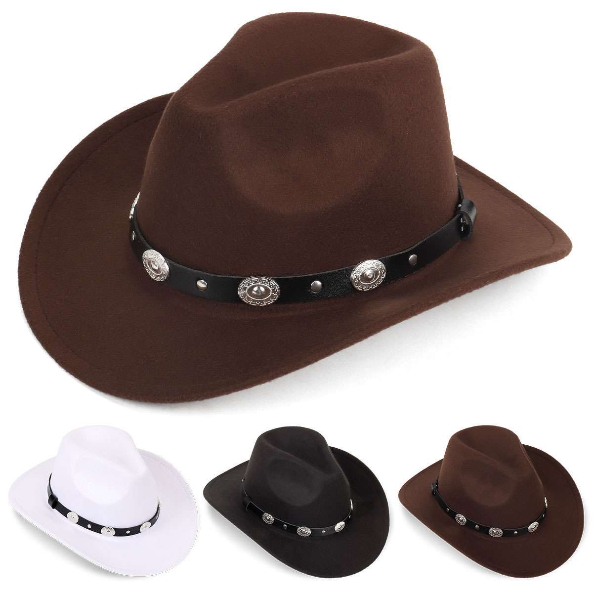 Wide Brim Hat Fedora Panama Western Cowboy Girl Hat Casual Cap For Men Womens