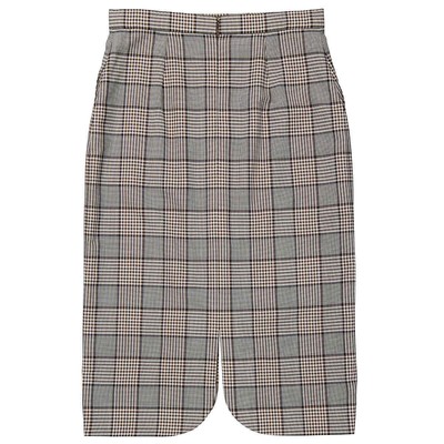 Pre-owned Burberry Check Wool Scalloped Hem Pencil Skirt In Multicolor