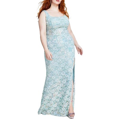 City Studio Womens Blue Embroidered Evening Dress Gown Plus 22W BHFO 6099