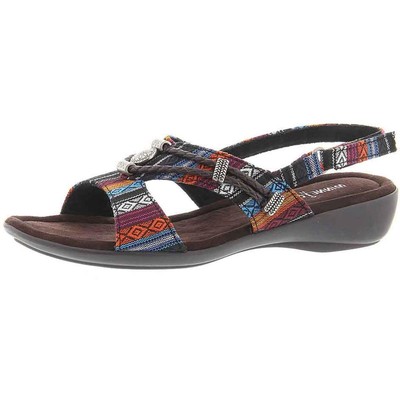 

Minnetonka Womens Silvie Multi Slingback Sandals 8 Extra Wide (E+, WW) BHFO 4528, Aztec/blue/purple, Silvie