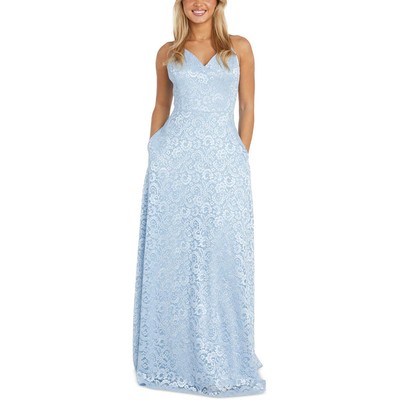 Женское синее кружевное длинное вечернее платье NW Nightway для вечеринок, 4P BHFO 7248