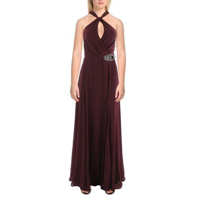 Женское красное шифоновое вечернее платье на бретелях Lauren Ralph Lauren 8 BHFO 4069