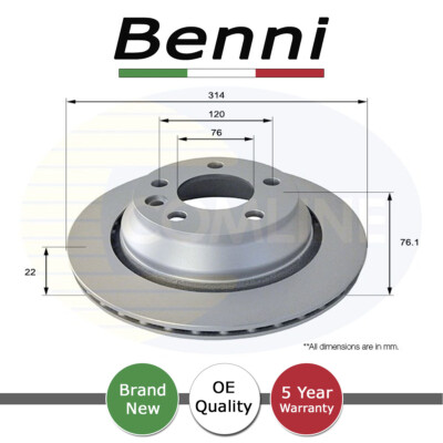 Brake Disc Rear Benni Fits VW Transporter 2003-2015 Touareg 2002-2010 #1