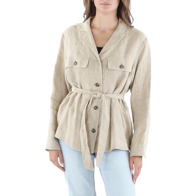 

Женская бежевая льняная короткая рубашка-рубашка Weekend MaxMara пальто  BHFO 9982, Jacket sand, 50410721