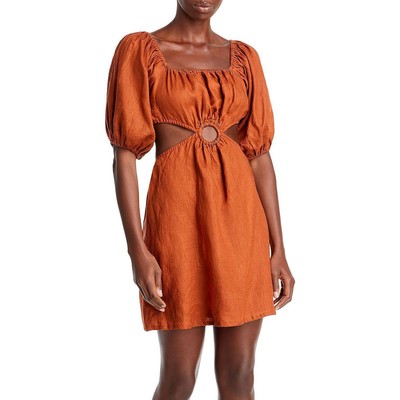 

Женское оранжевое льняное мини-платье Faithfull the Brand  BHFO 0782, Plain spice