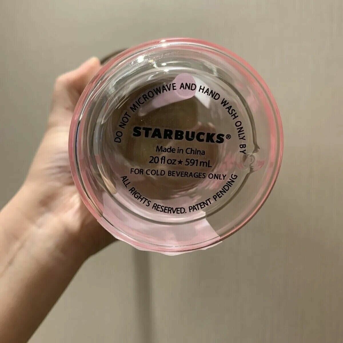 Starbucks Tumbler Pink Sakura Double Glass Straw Cup 591 ml+ Wooden Lid + Plug View 6